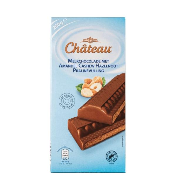 Шоколад Chateau Melkchocolade Amandel Cashew Hazelnoot Pralinevulling 200г