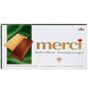 Шоколад MERCI лесной орех и миндаль 100г