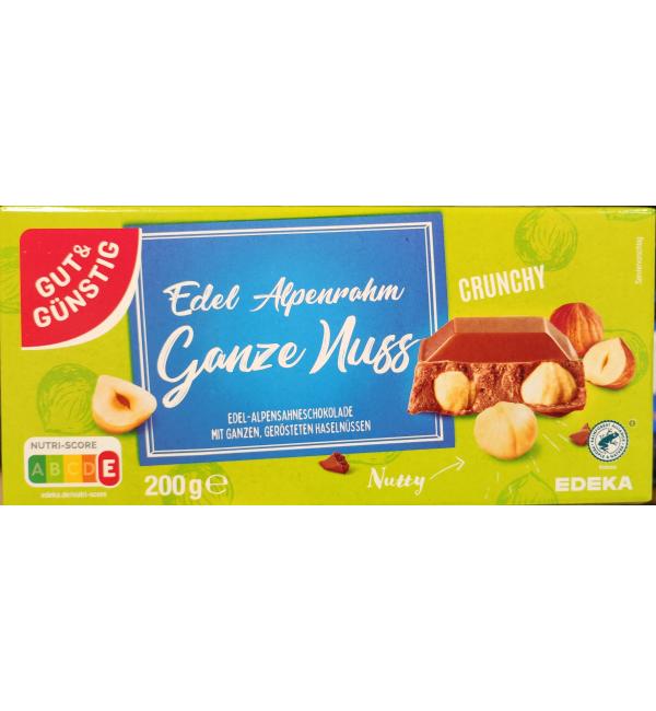 Шоколад G&G Edel Alpenrahm Ganze Nuss 200г