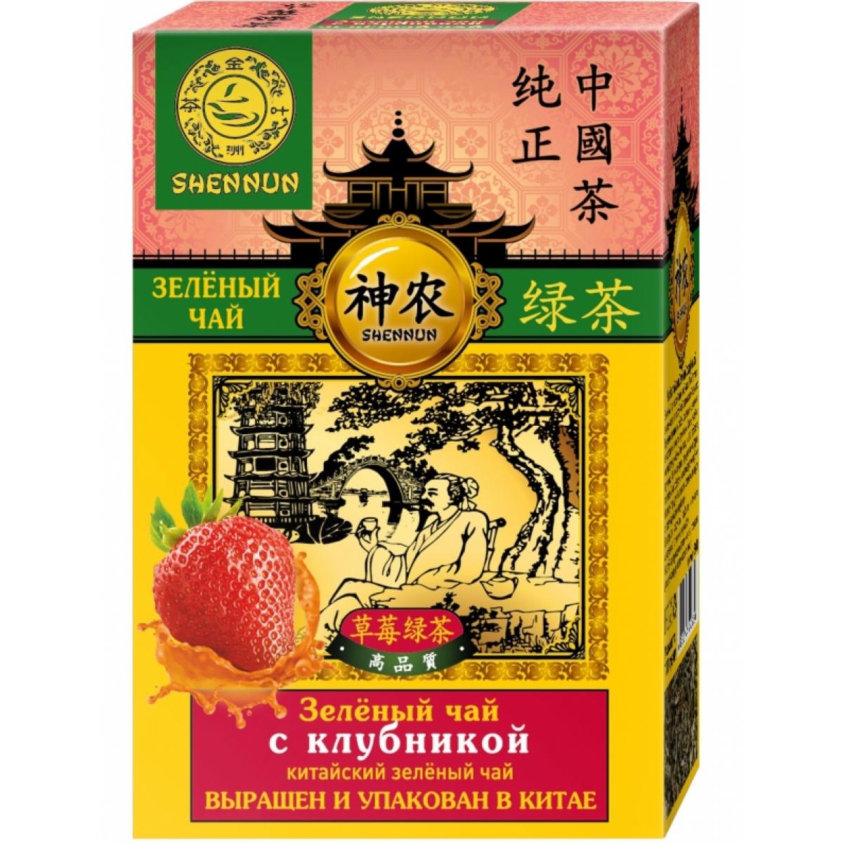 <b>Чай</b> зеленый Shennun Клубника 100г.