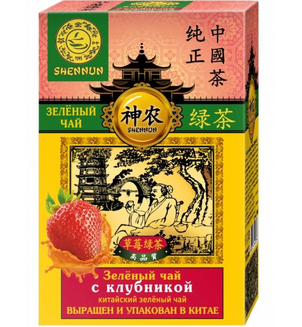 Чай зеленый Shennun Клубника 100г