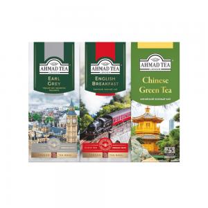 Чай черный и зеленый Ahmad Tea Earl Grey + English Breakfast + Chinese Green 145г (75 пак.)