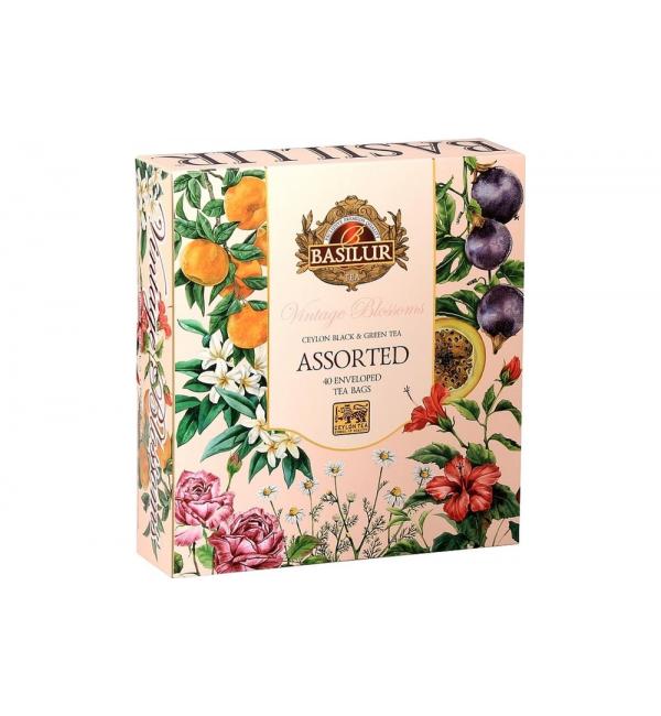 Чай черный и зеленый Basilur Винтажные цветы Ассорти 60г (40 пак.)