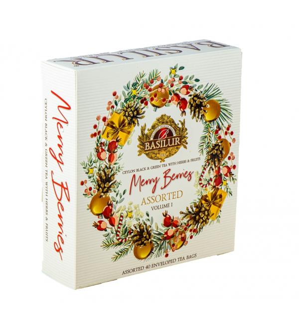 Чай черный и зеленый Basilur Merry Berries Ассорти Том 1 75г (40 пак.)