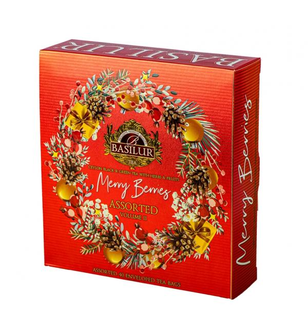 Чай черный и зеленый Basilur Merry Berries Ассорти Том 2 75г (40 пак.)